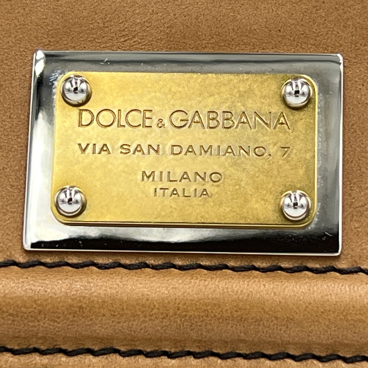 Dolce & Gabanna Caramel Tan Leather Miss Sicily Top Handle Handbag