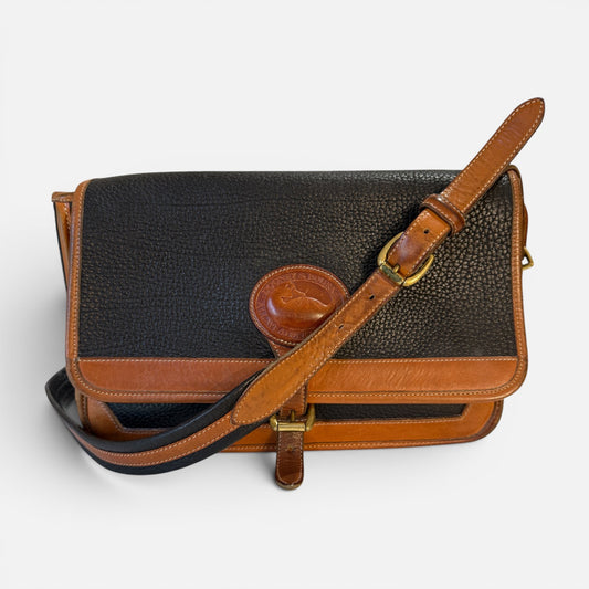 Dooney & Bourke Vintage Black Tan Leather Crossbody Bag