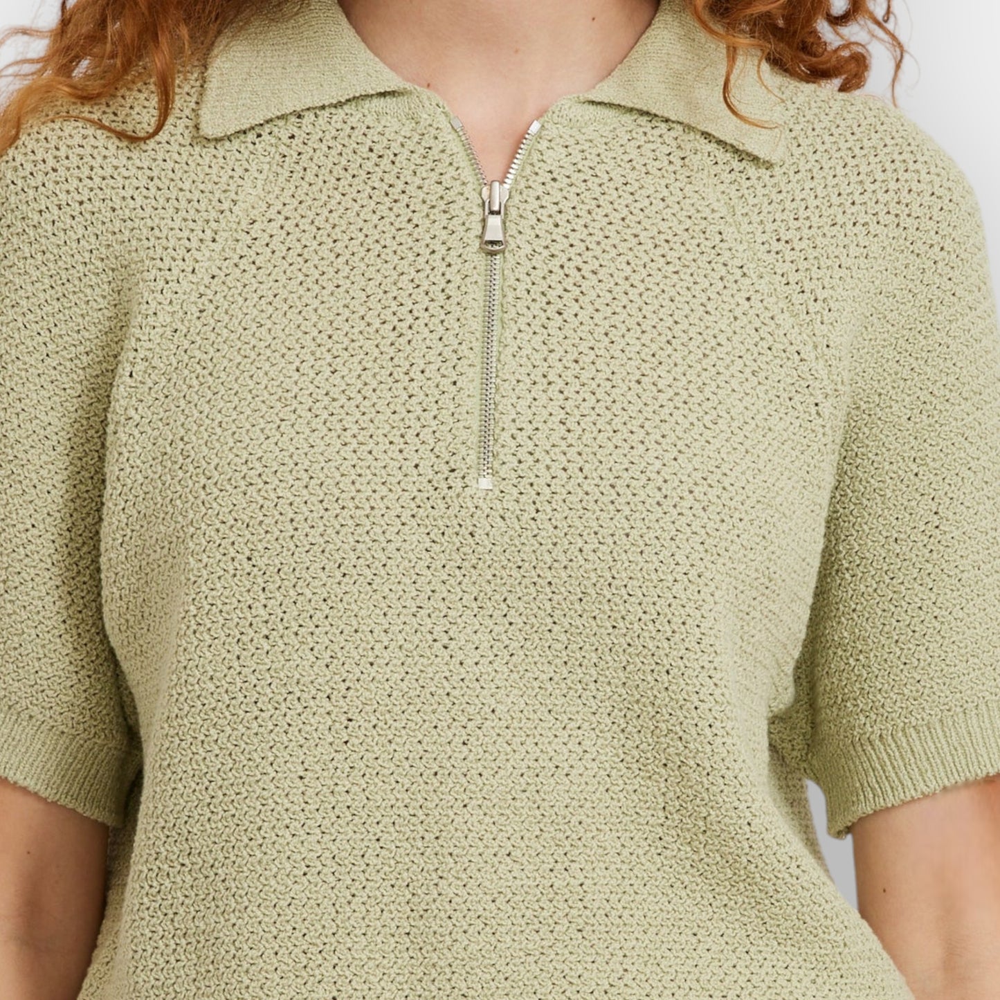 Dunst Green Cotton Textured Knit Polo Top Large ~ AU12-14 [NEW]