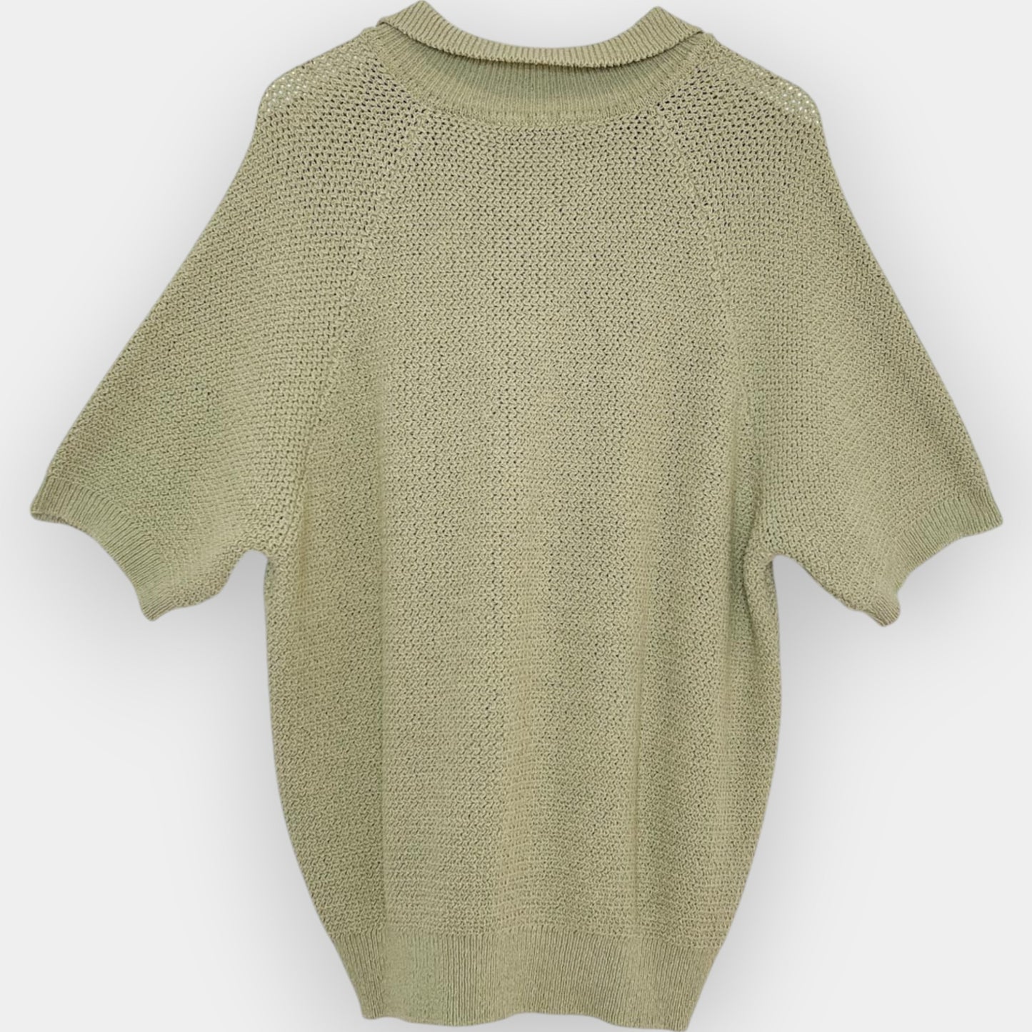 Dunst Green Cotton Textured Knit Polo Top Large ~ AU12-14 [NEW]