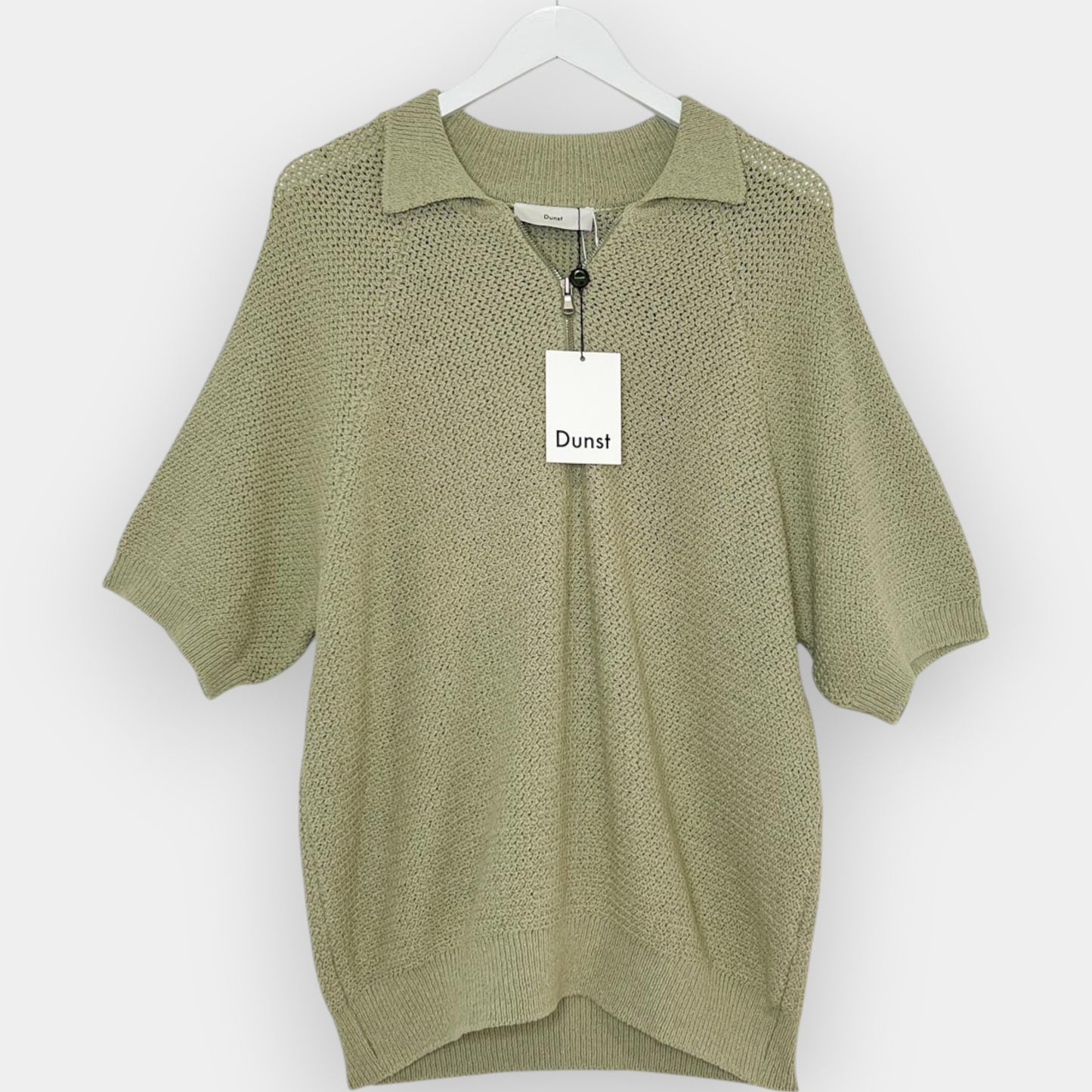 Dunst Green Cotton Textured Knit Polo Top Large ~ AU12-14 [NEW]