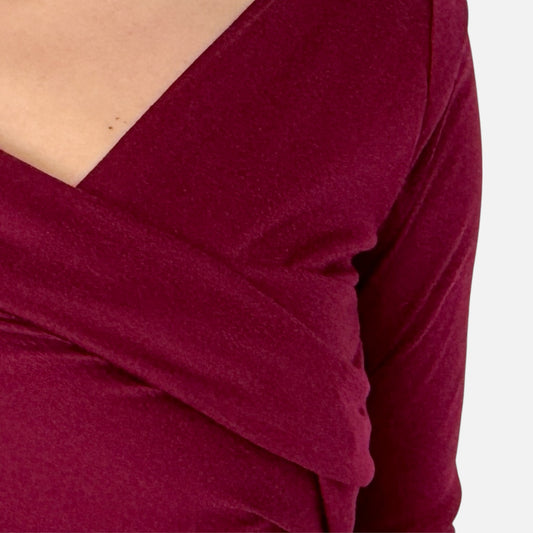Diane Von Furstenberg Maroon Fine Wool Ruched Bentley Dress AU8 [NEW]