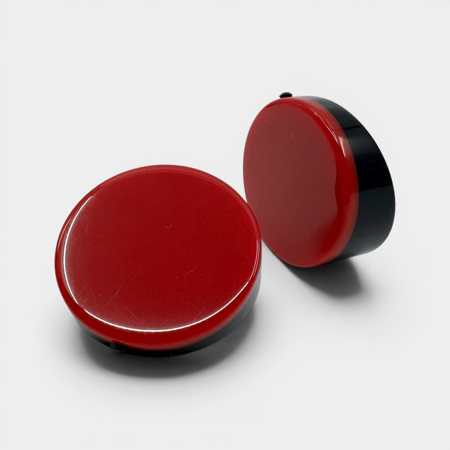 Angela Caputi Italy Red Black Resin Statement Clip On Earrings
