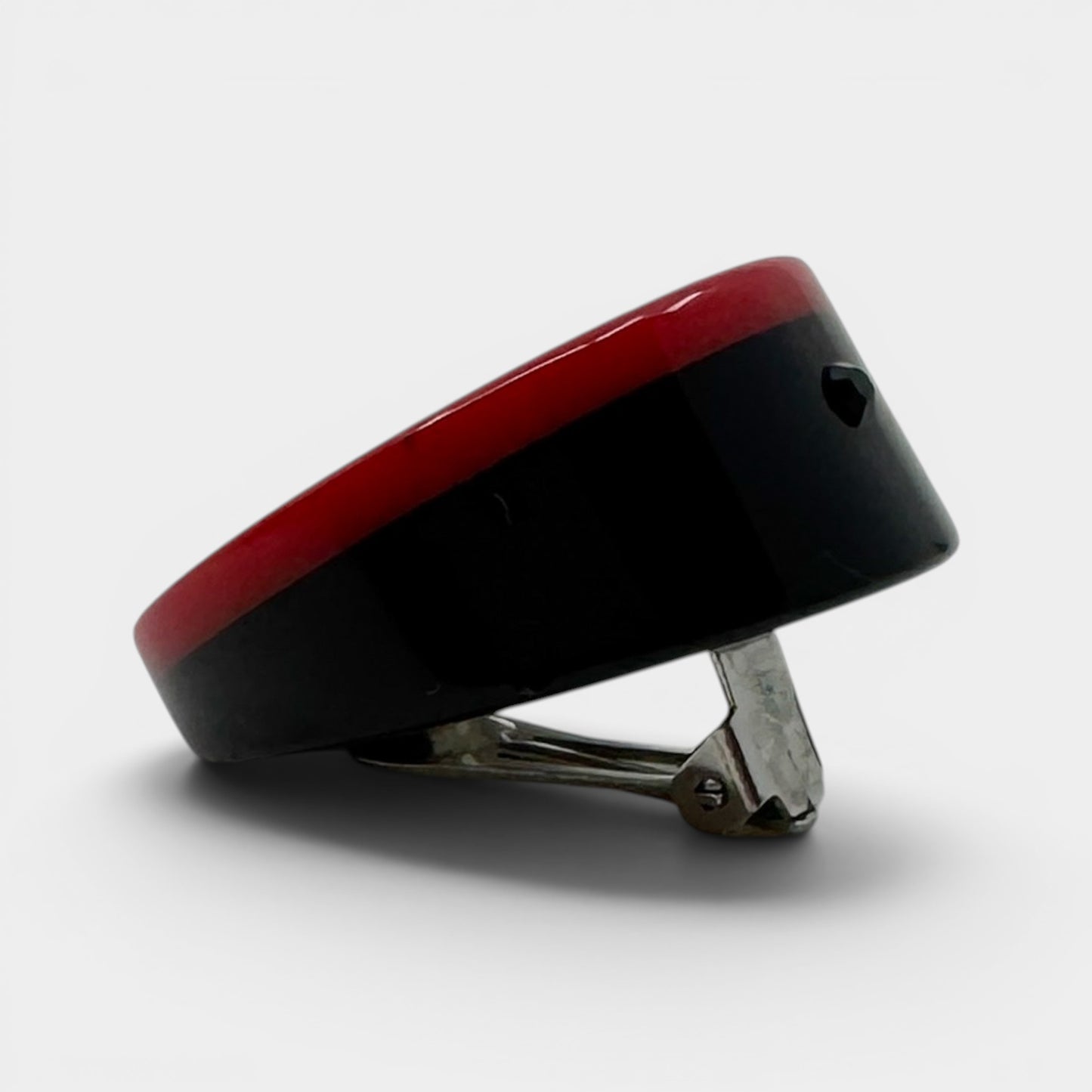 Angela Caputi Italy Red Black Resin Statement Clip On Earrings
