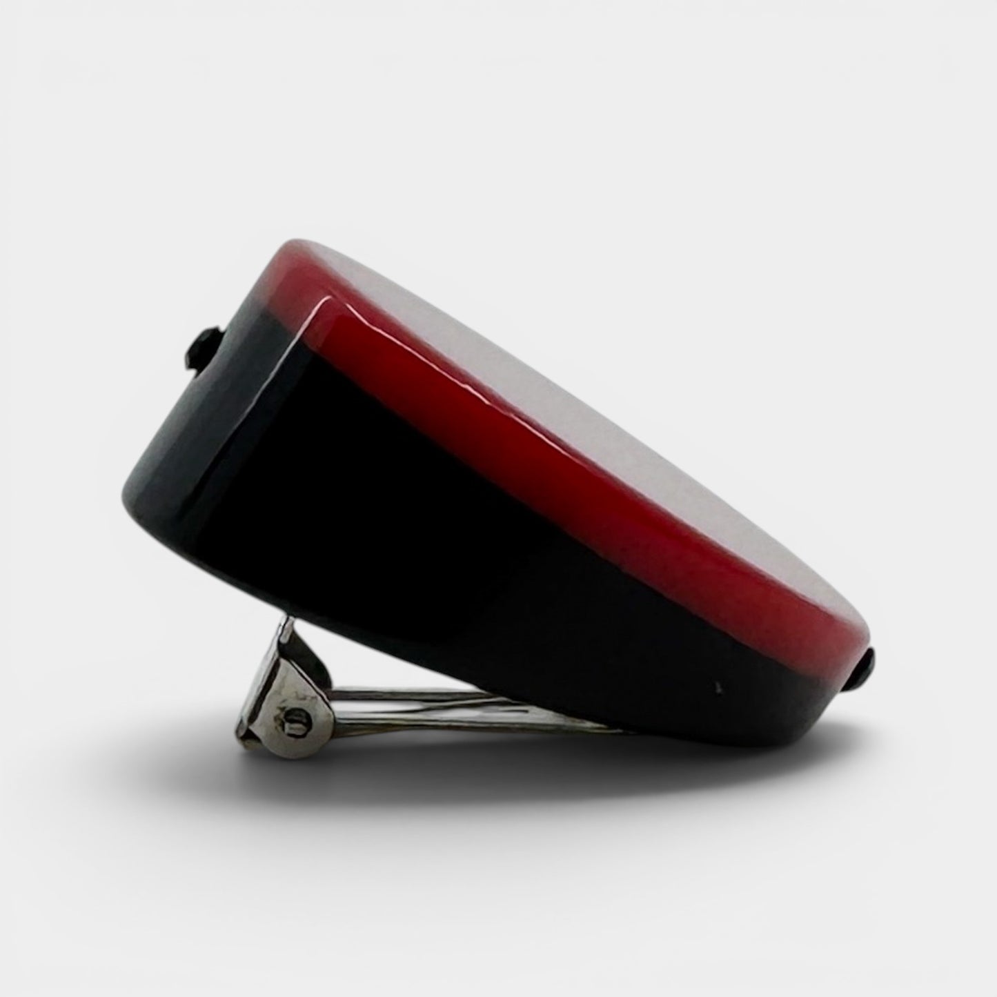 Angela Caputi Italy Red Black Resin Statement Clip On Earrings
