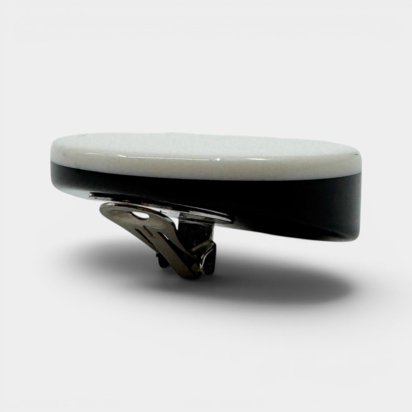 Angela Caputi Italy White Black Resin Statement Clip On Earrings