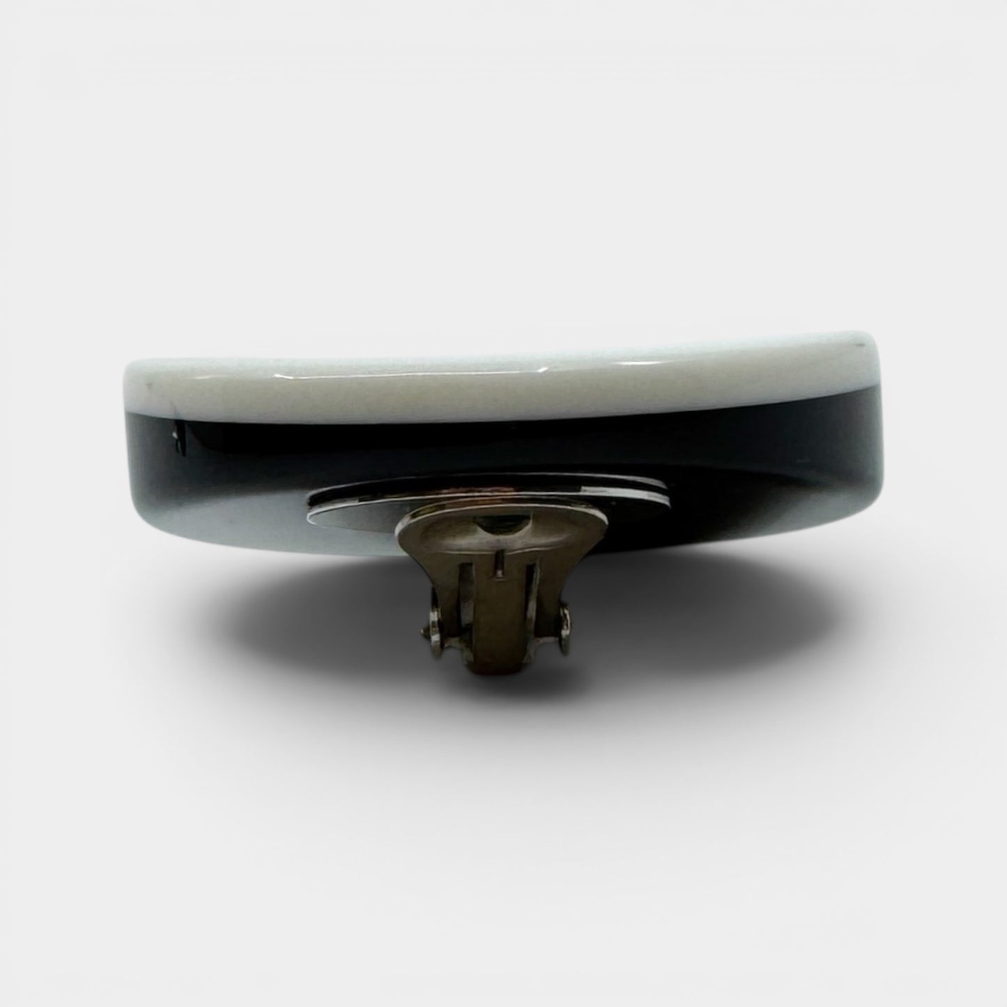 Angela Caputi Italy White Black Resin Statement Clip On Earrings