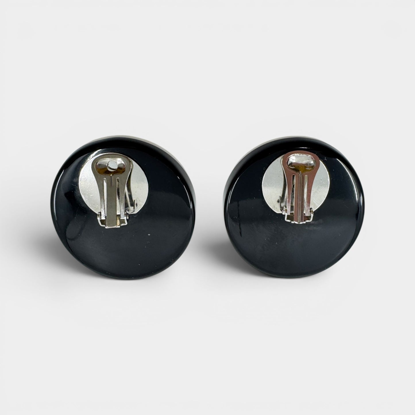 Angela Caputi Italy White Black Resin Statement Clip On Earrings