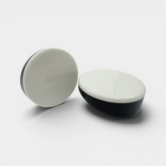 Angela Caputi Italy White Black Resin Statement Clip On Earrings