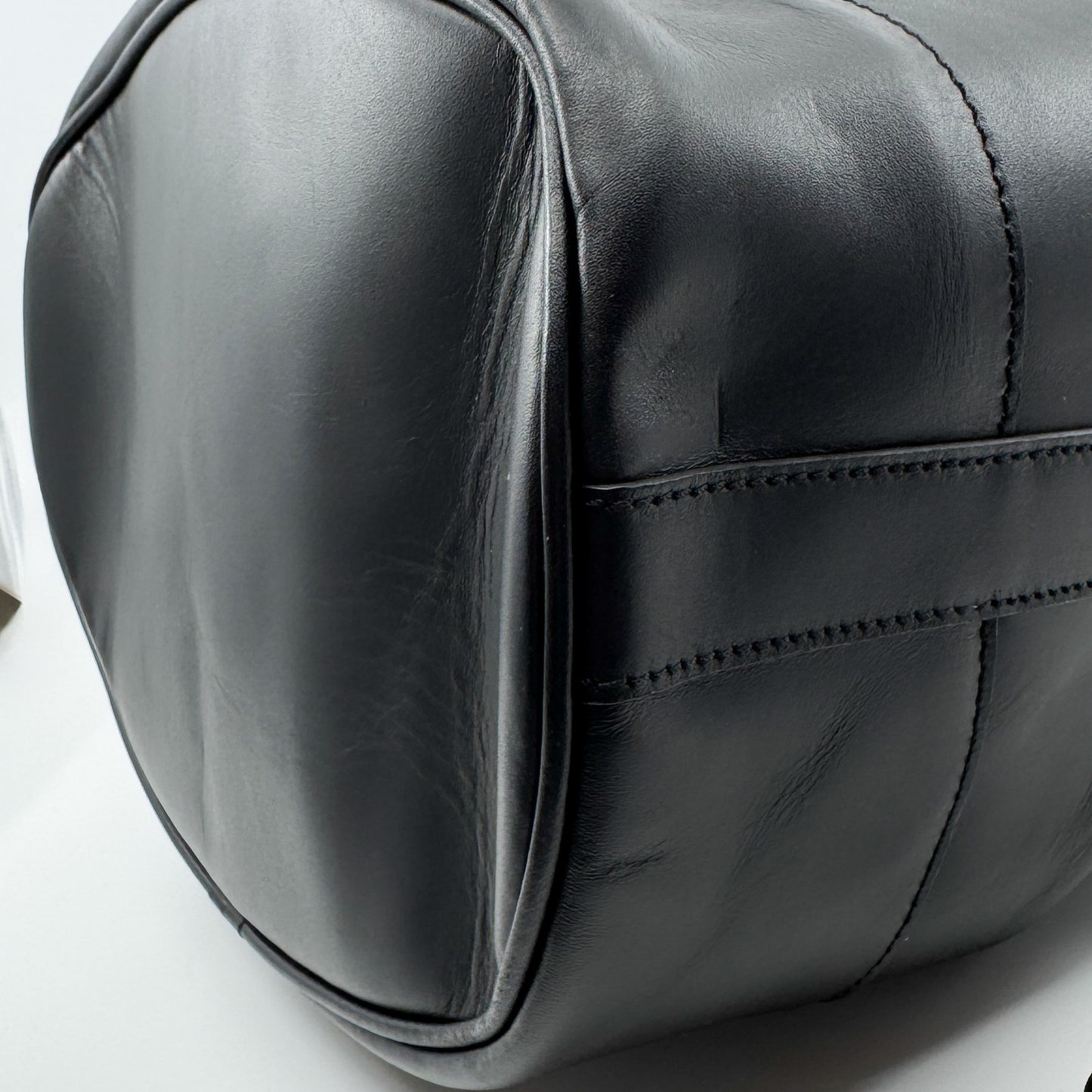 Edward Gilbert Black Leather Drawstring Bucket Shoulder Bag