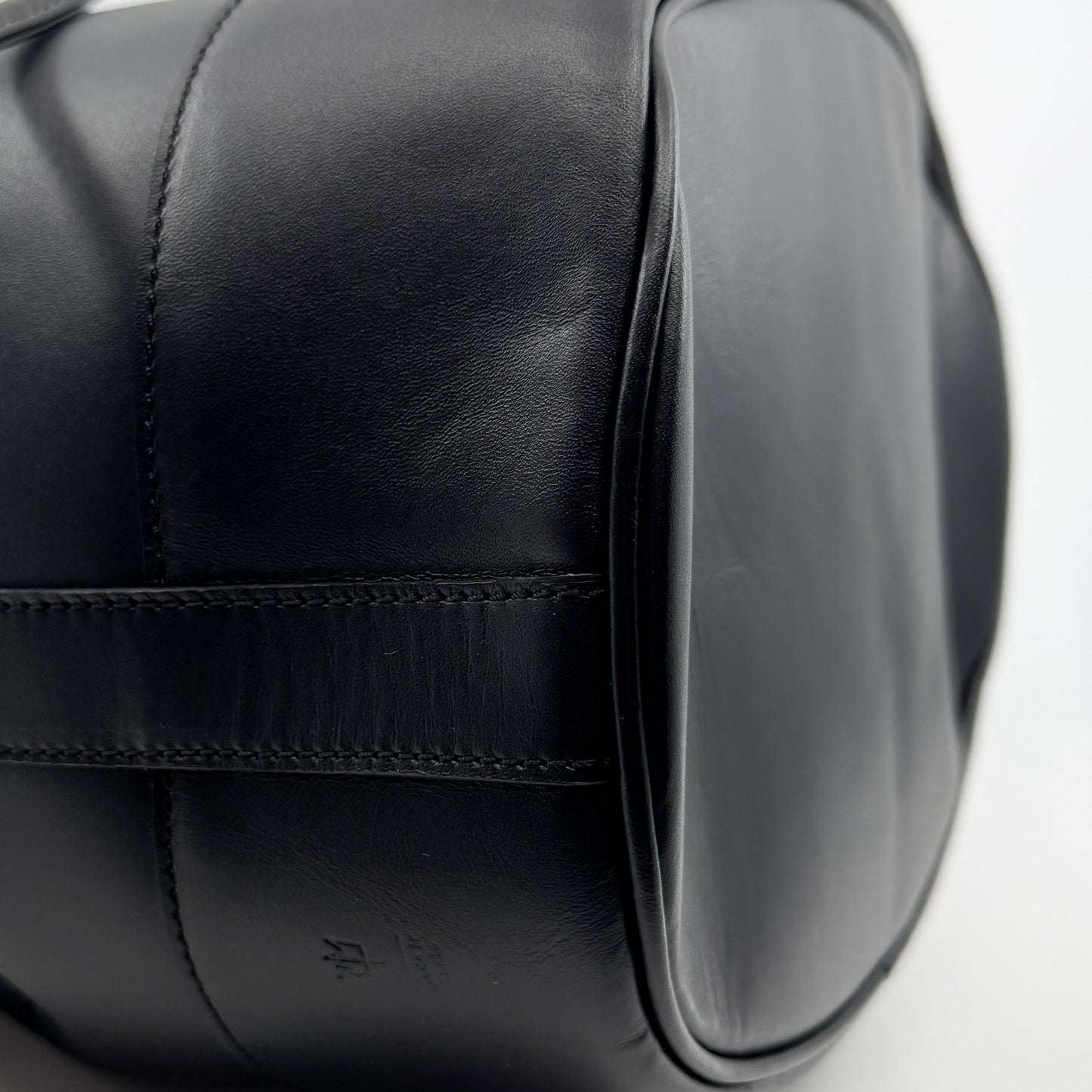 Edward Gilbert Black Leather Drawstring Bucket Shoulder Bag