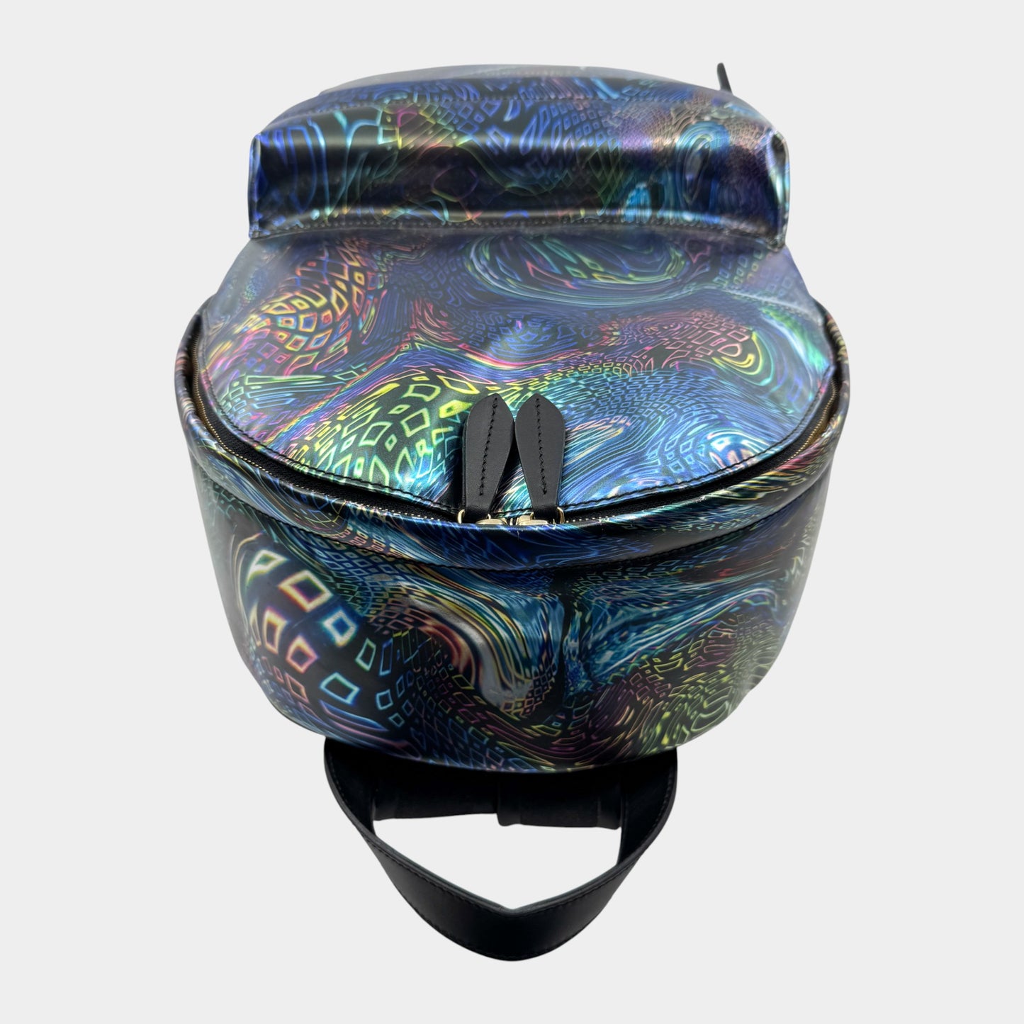 Romance Was Born X Edward Gilbert Blue Foil Print Leather Backpack Bag