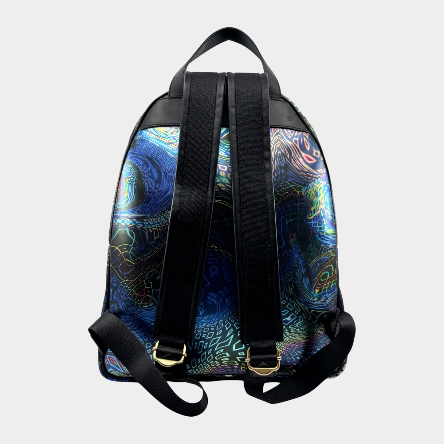 Romance Was Born X Edward Gilbert Blue Foil Print Leather Backpack Bag