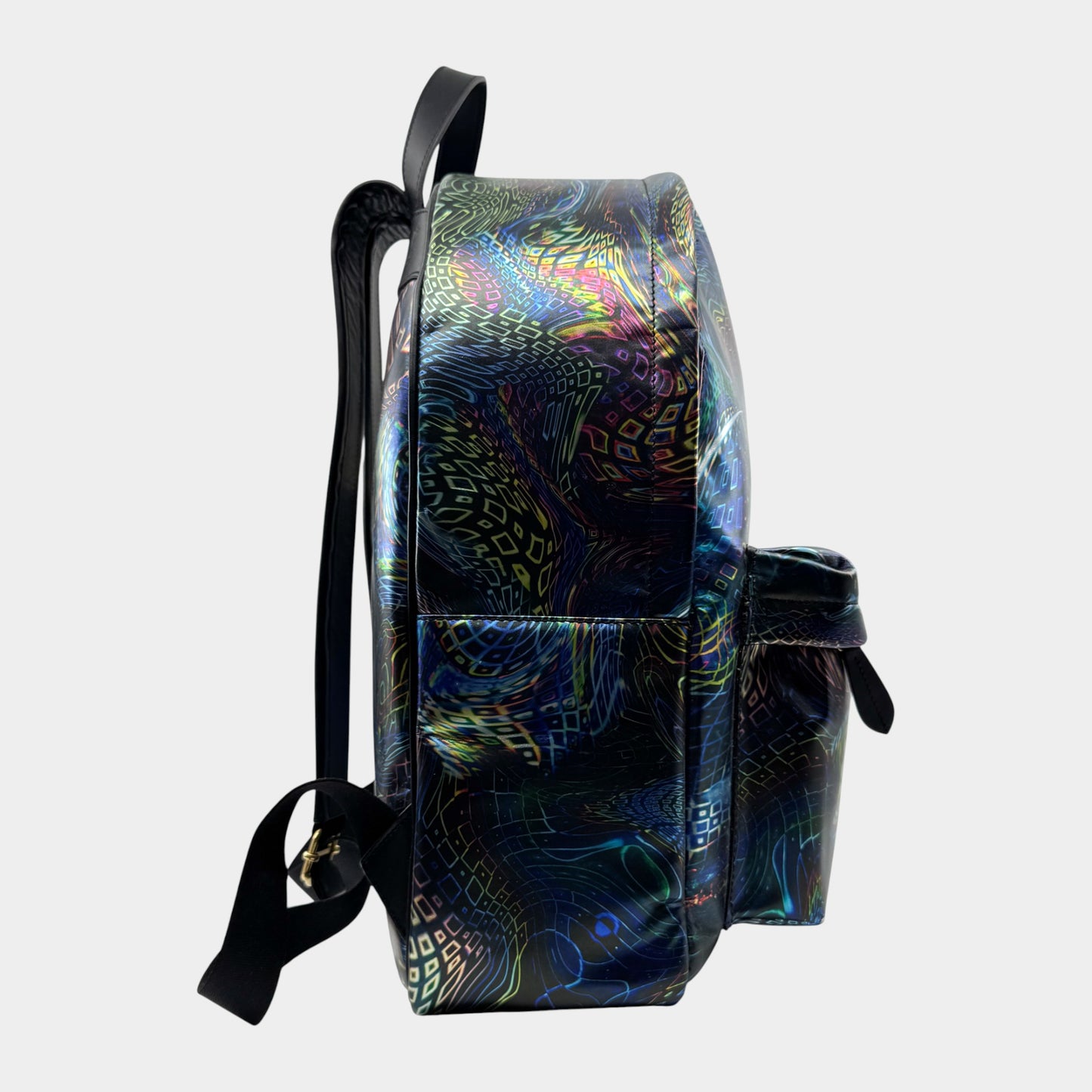 Romance Was Born X Edward Gilbert Blue Foil Print Leather Backpack Bag