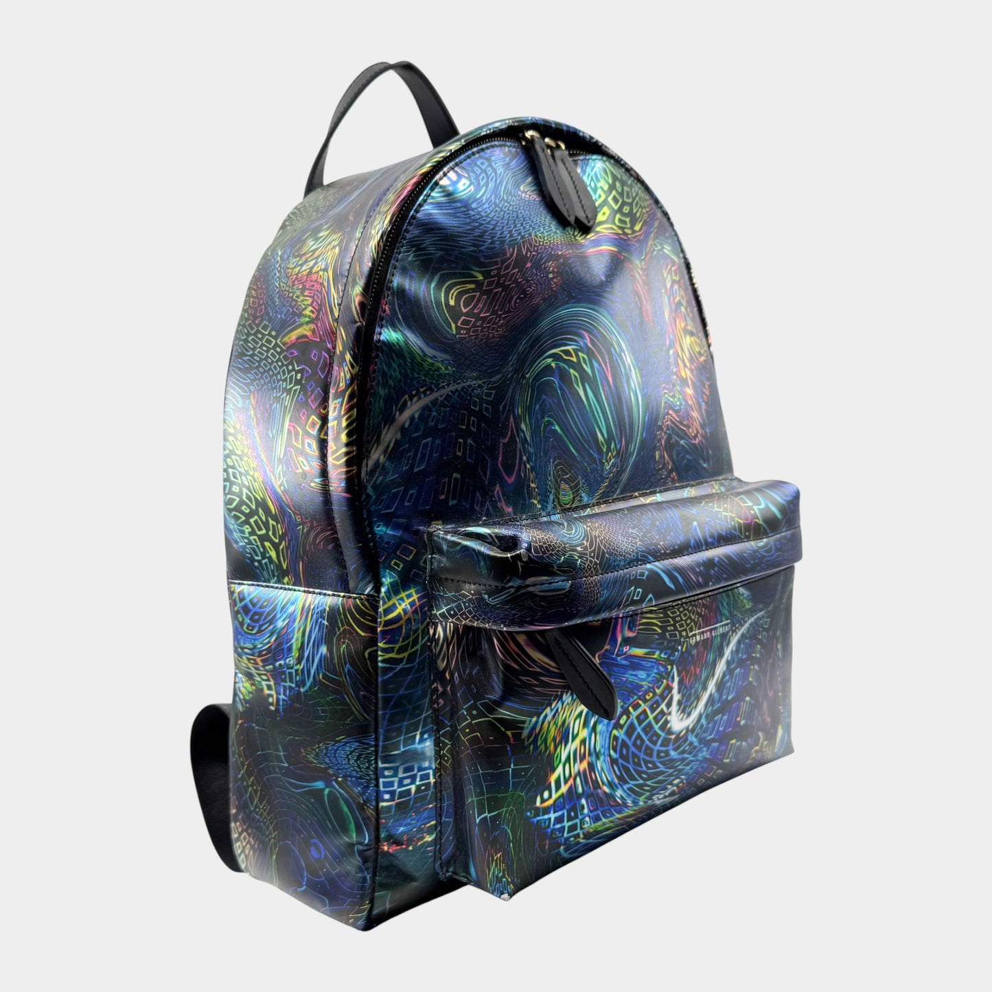 Romance Was Born X Edward Gilbert Blue Foil Print Leather Backpack Bag