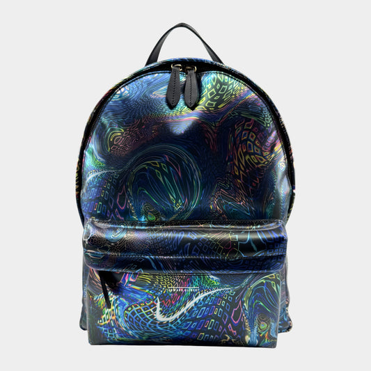 Romance Was Born X Edward Gilbert Blue Foil Print Leather Backpack Bag