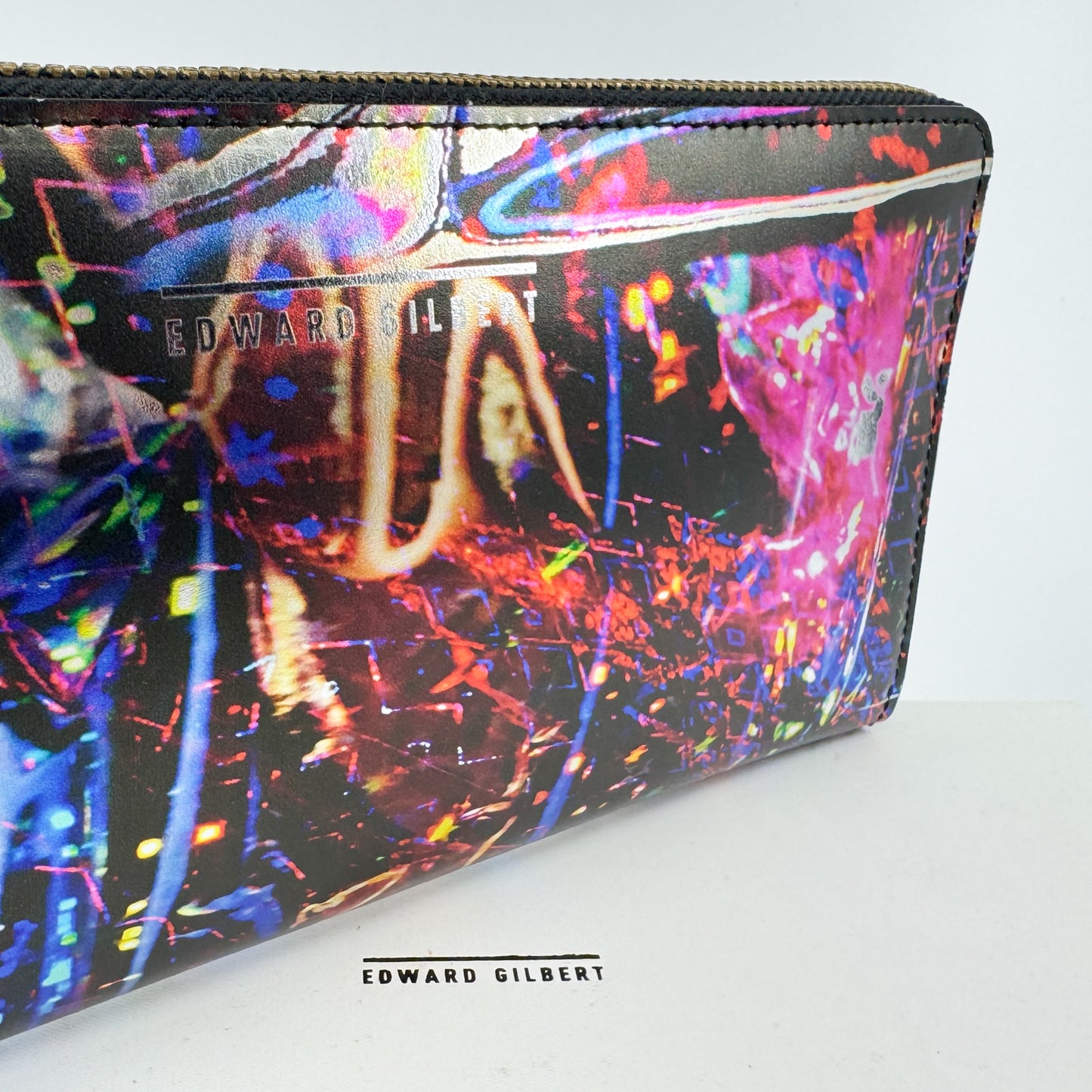 Romance Was Born X Edward Gilbert Pink Silver Foil Print Leather Zip Wallet