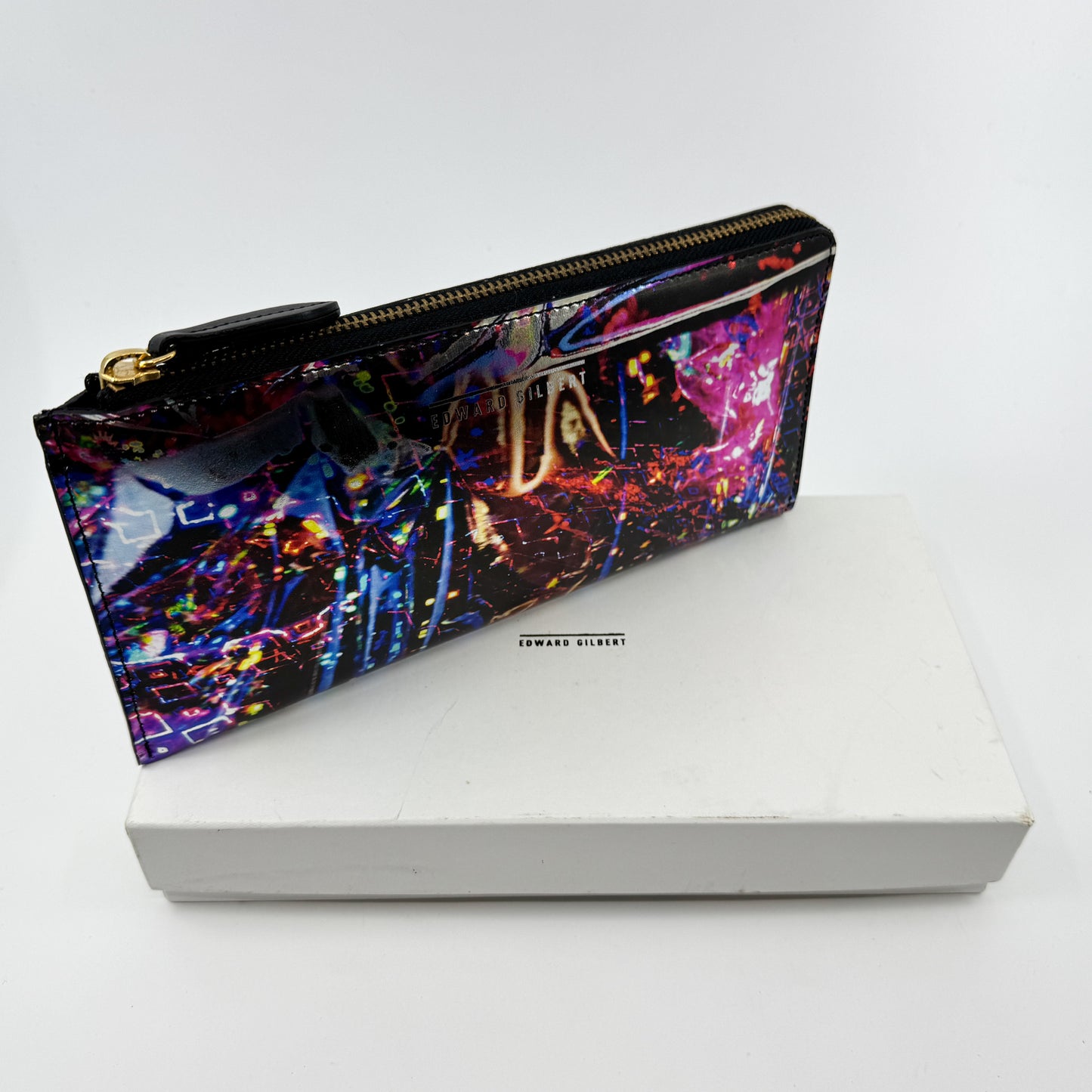 Romance Was Born X Edward Gilbert Pink Silver Foil Print Leather Zip Wallet