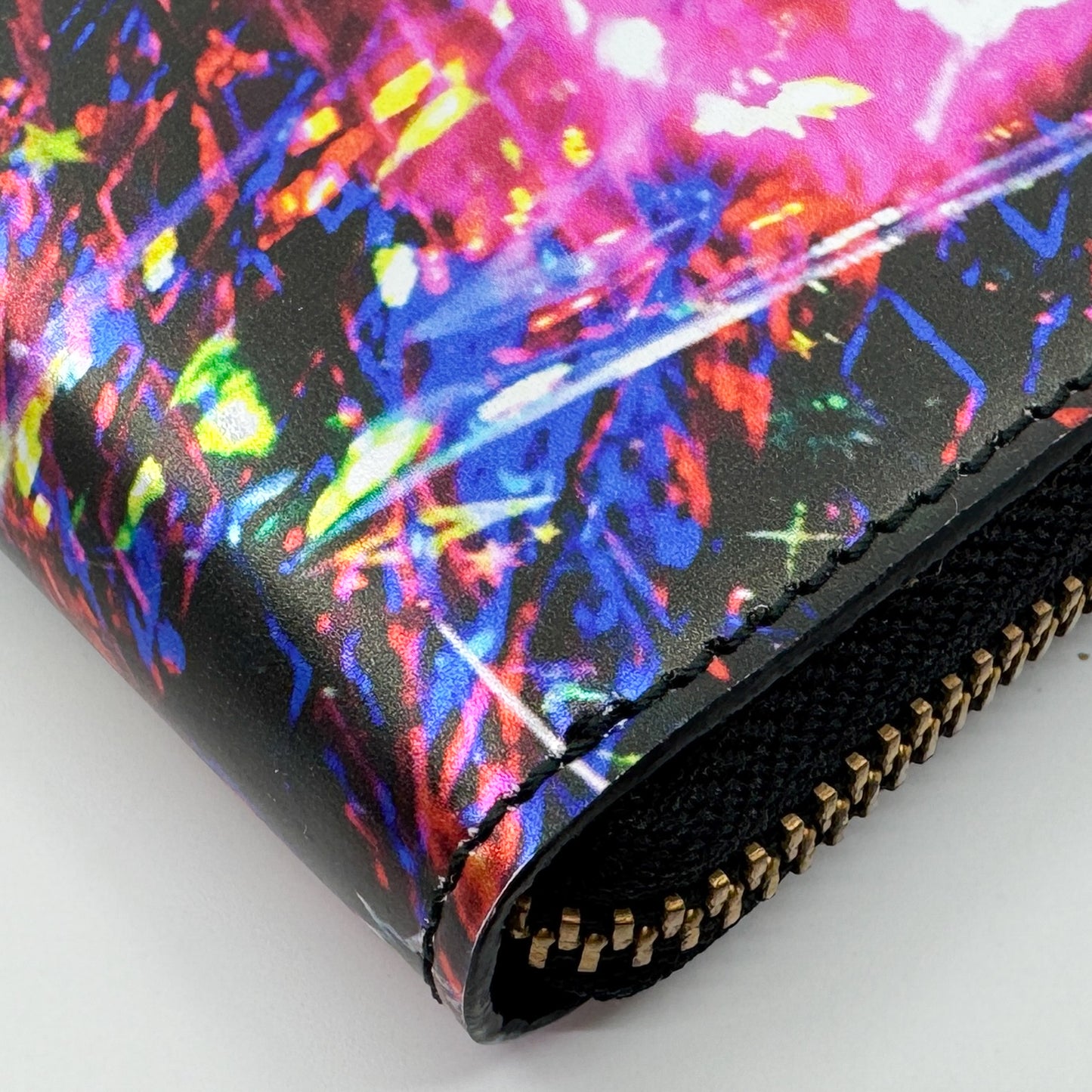 Romance Was Born X Edward Gilbert Pink Silver Foil Print Leather Zip Wallet