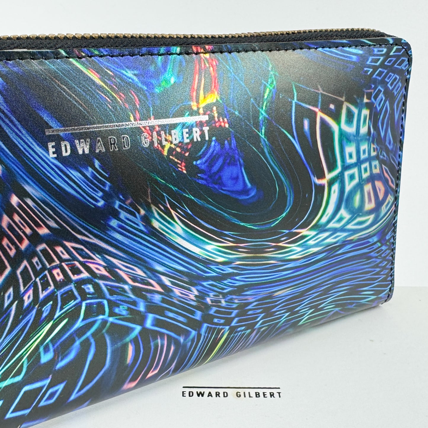 Romance Was Born X Edward Gilbert Blue Yellow Foil Print Leather Zip Wallet