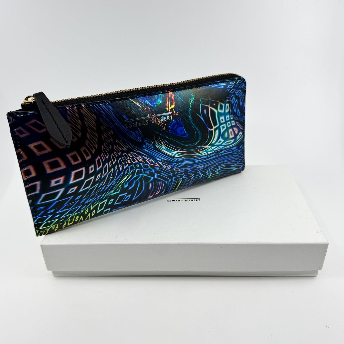 Romance Was Born X Edward Gilbert Blue Yellow Foil Print Leather Zip Wallet