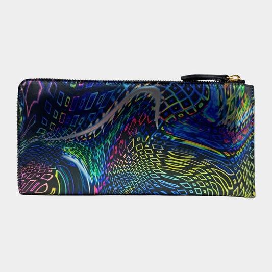 Romance Was Born X Edward Gilbert Blue Yellow Foil Print Leather Zip Wallet