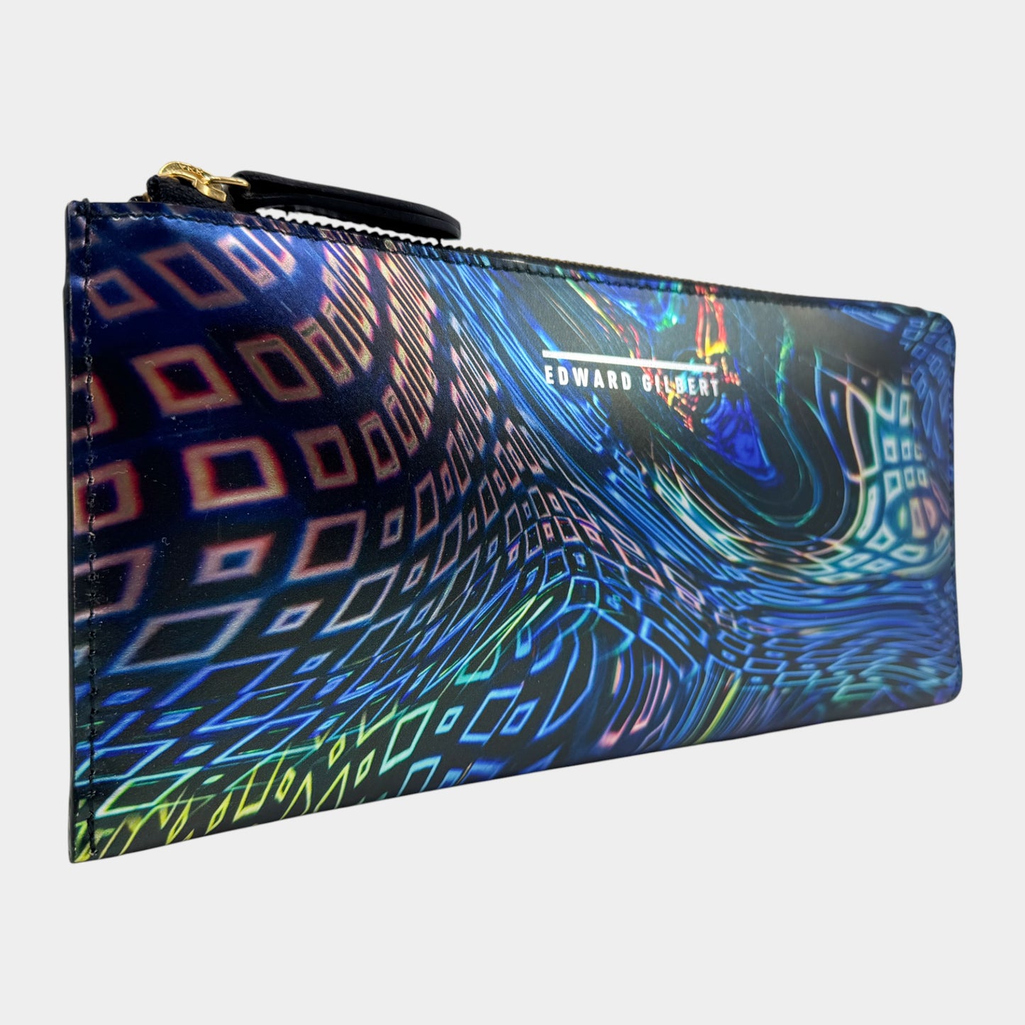 Romance Was Born X Edward Gilbert Blue Yellow Foil Print Leather Zip Wallet