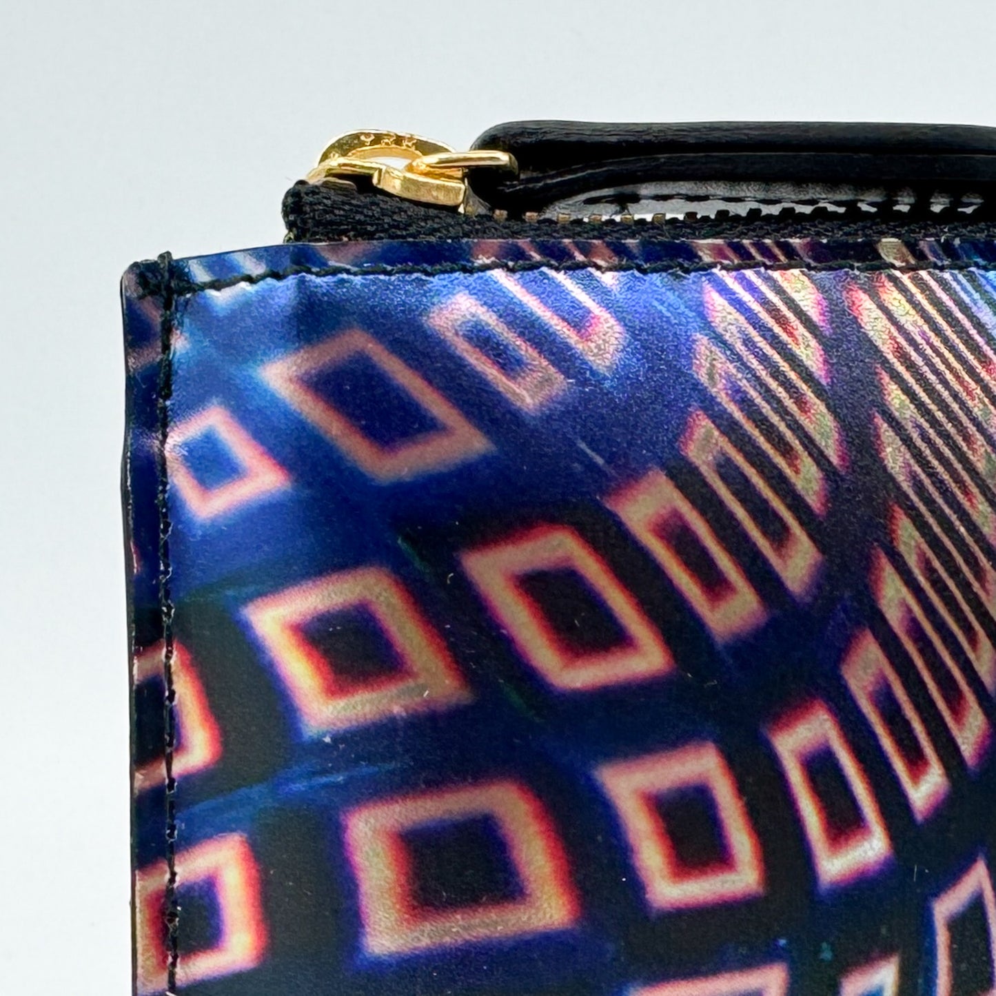 Romance Was Born X Edward Gilbert Blue Yellow Foil Print Leather Zip Wallet