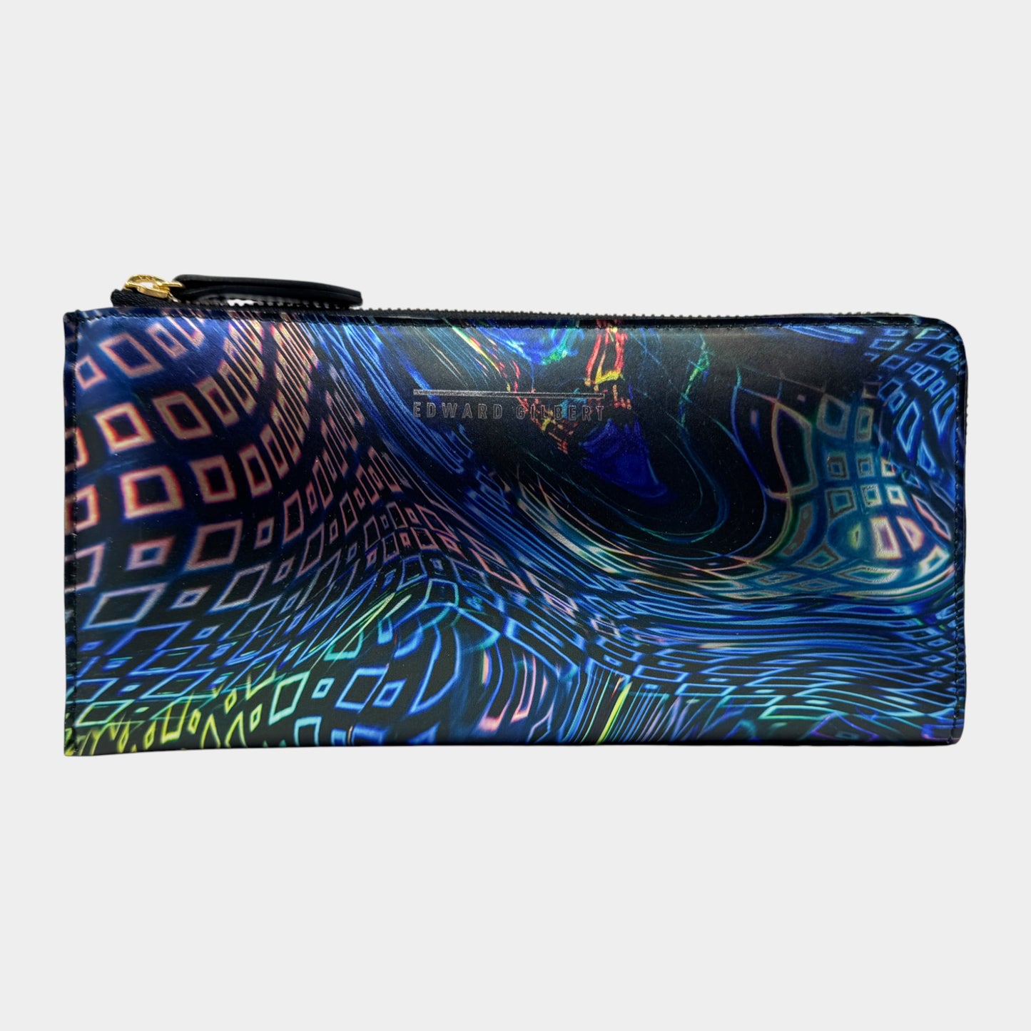 Romance Was Born X Edward Gilbert Blue Yellow Foil Print Leather Zip Wallet