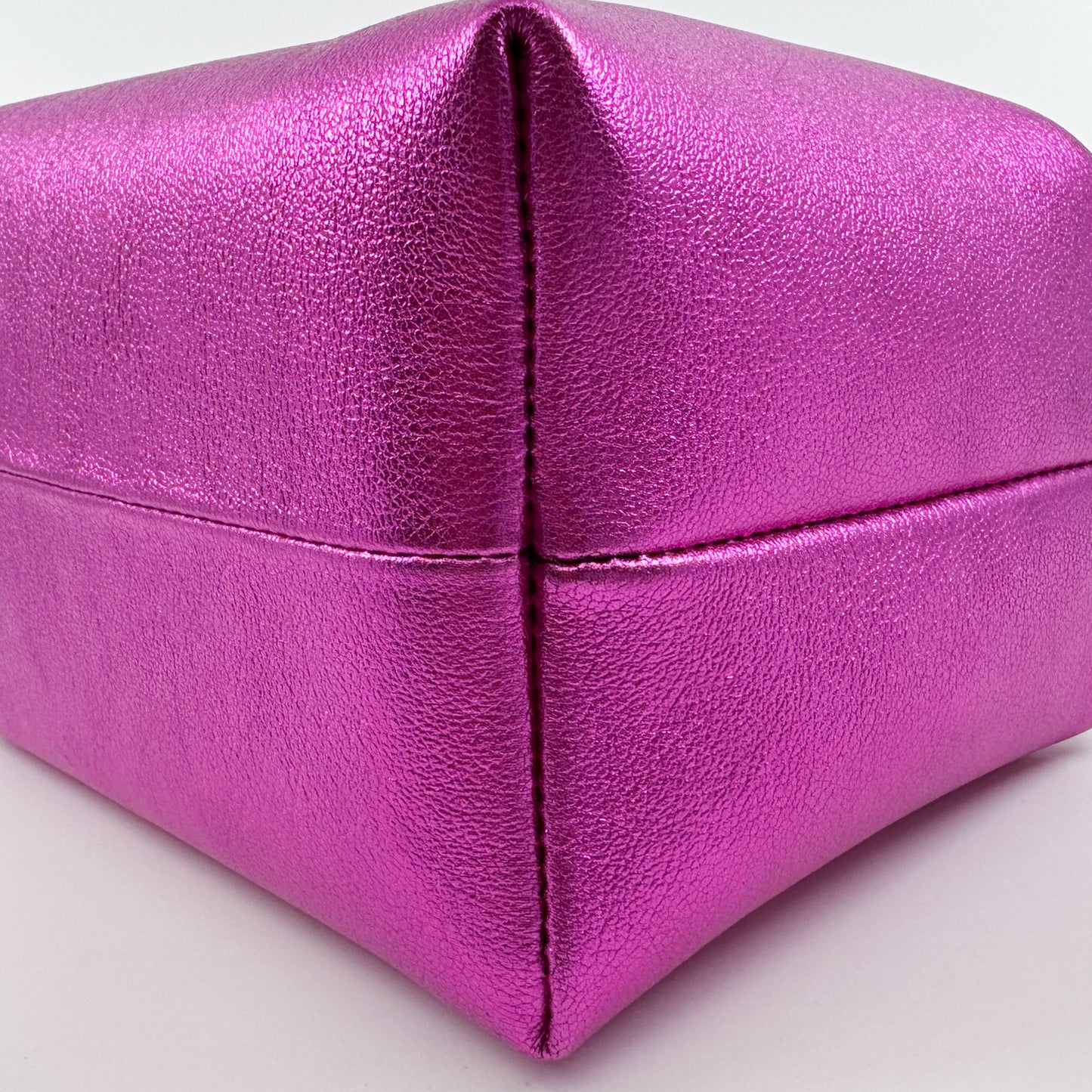 EÉRA Bright Fuchsia Metallic Pink Grainy Leather Moonbag Clutch