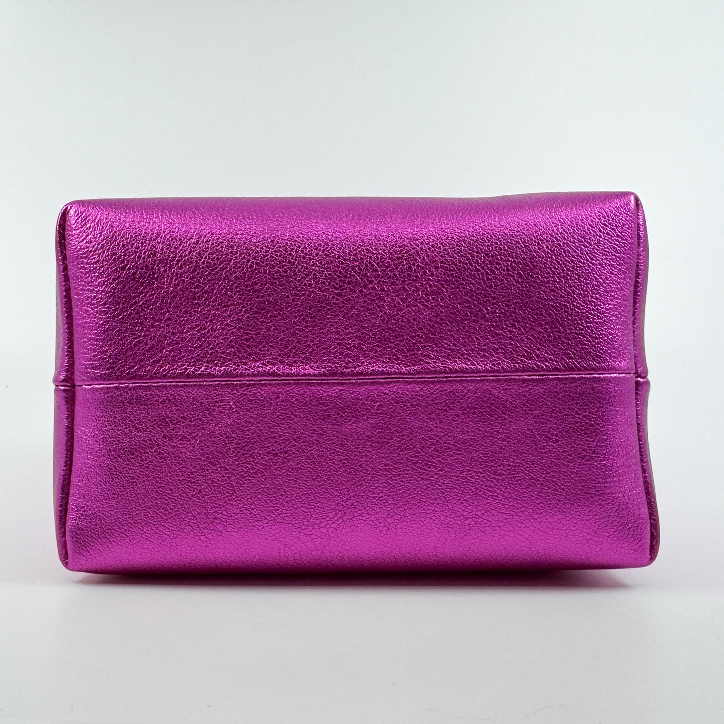 EÉRA Bright Fuchsia Metallic Pink Grainy Leather Moonbag Clutch