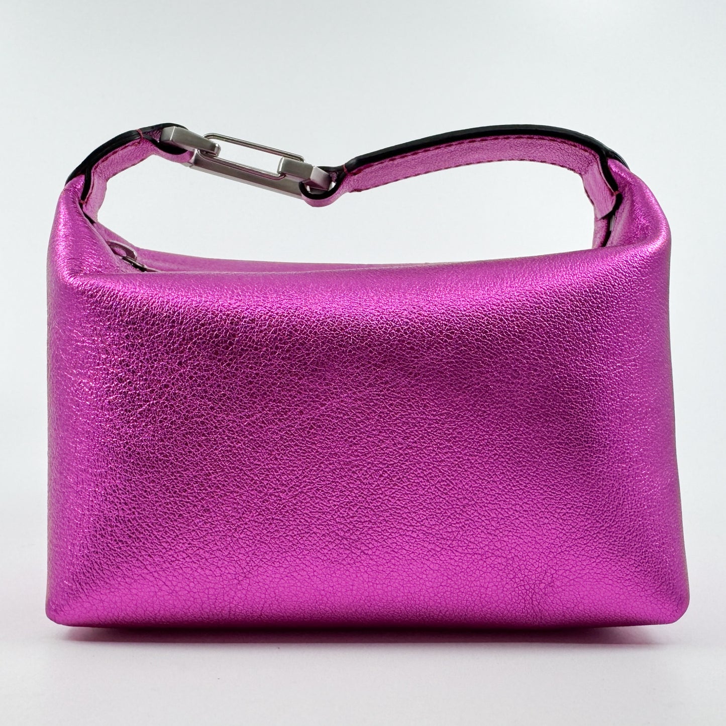 EÉRA Bright Fuchsia Metallic Pink Grainy Leather Moonbag Clutch