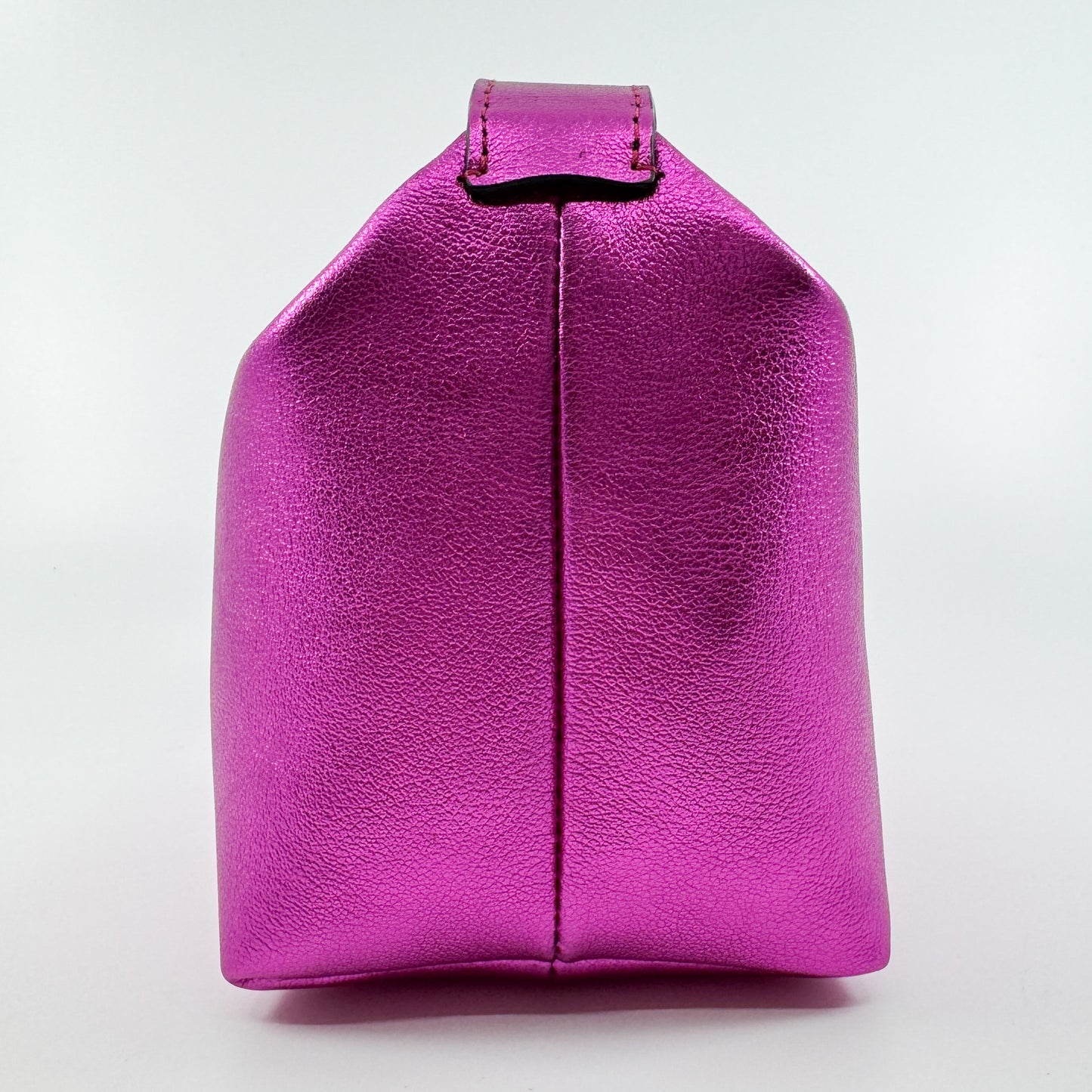 EÉRA Bright Fuchsia Metallic Pink Grainy Leather Moonbag Clutch