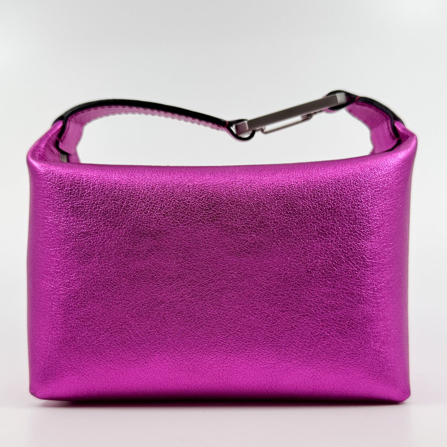 EÉRA Bright Fuchsia Metallic Pink Grainy Leather Moonbag Clutch