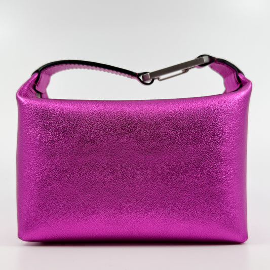 EÉRA Bright Fuchsia Metallic Pink Grainy Leather Moonbag Clutch