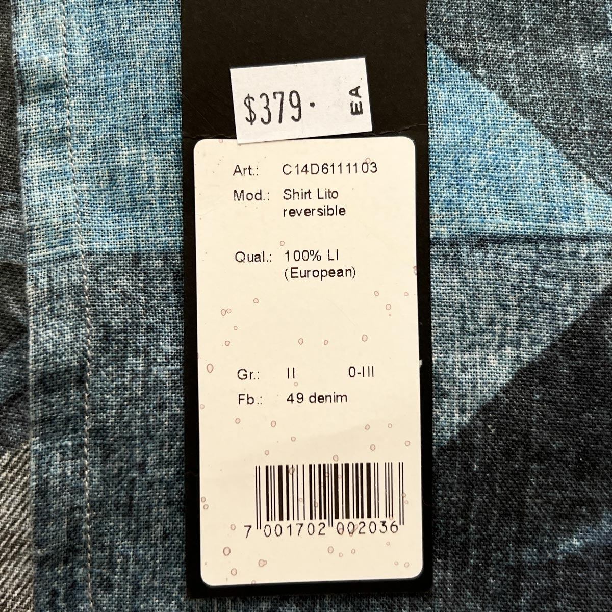 Elemente Clemente Denim Blue Linen Patchwork V Neck Top 2 ~ L ~ AU12 [NEW]