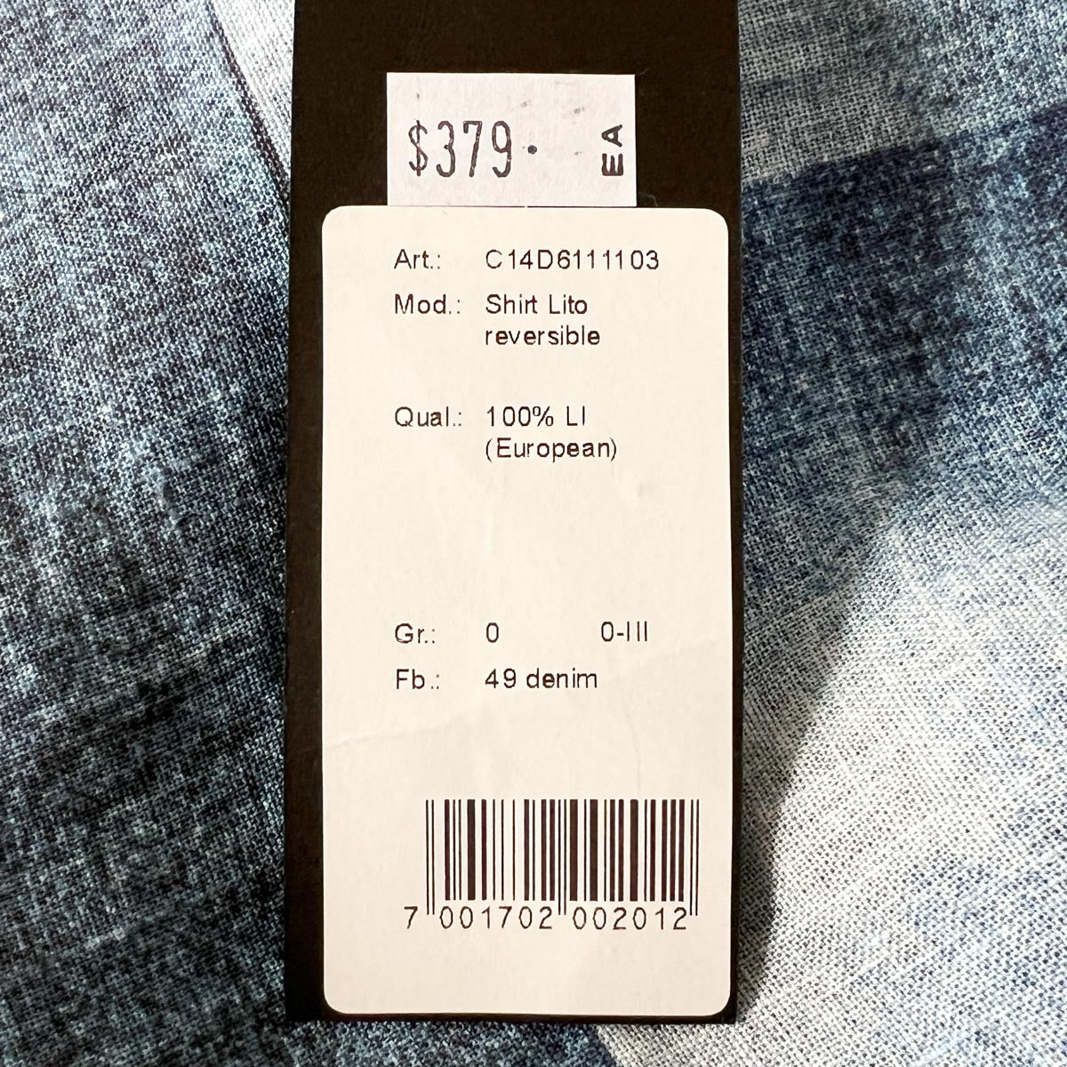 Elemente Clemente Denim Blue Linen Patchwork V Neck Top 0 ~ S ~ AU8 [NEW]