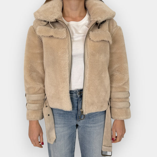 Eleven Paris Cream Fleece Bomber Jacket Small ~ AU8-10