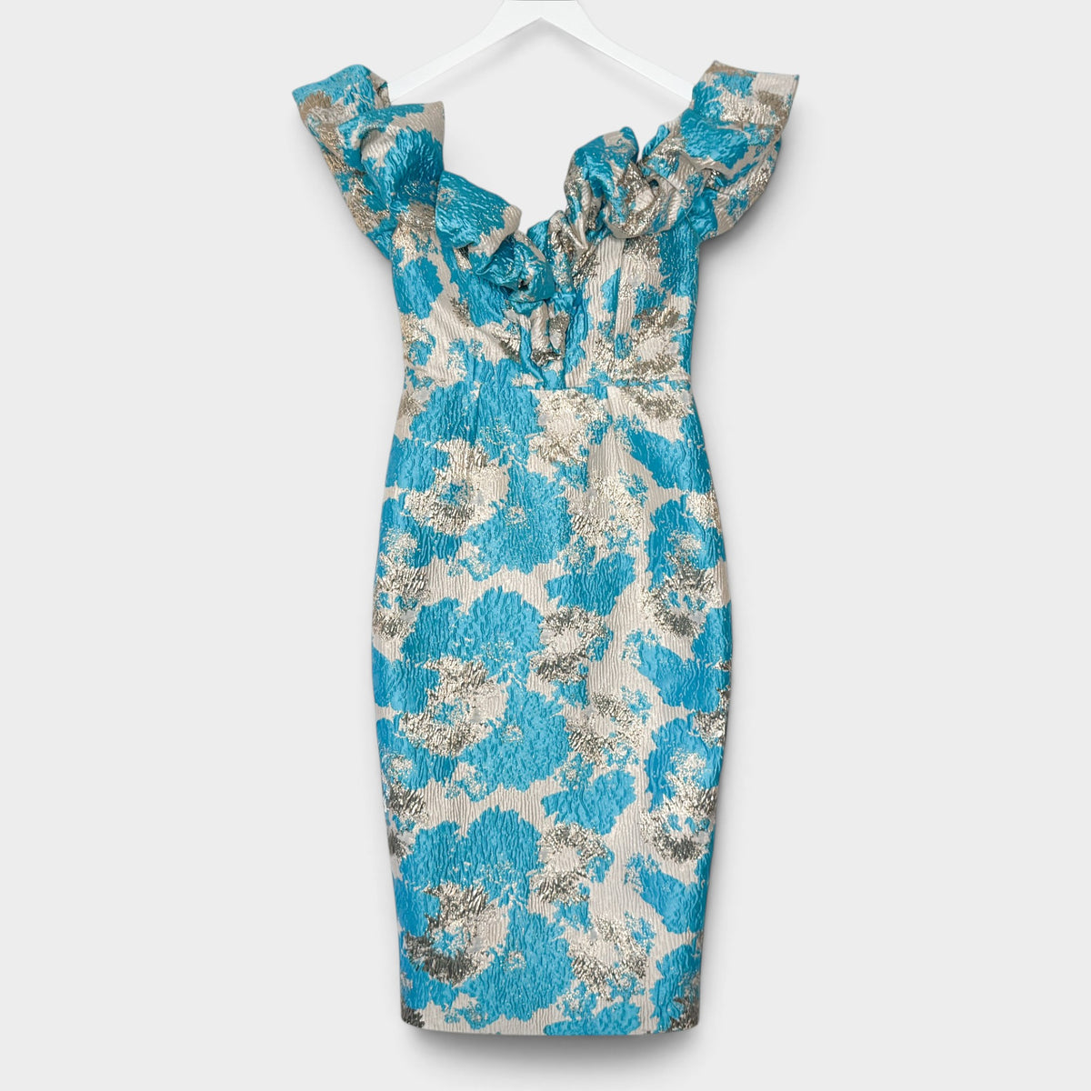 Eliya The Label Brielle Turquoise Gold Metallic Dress Medium ~ AU10