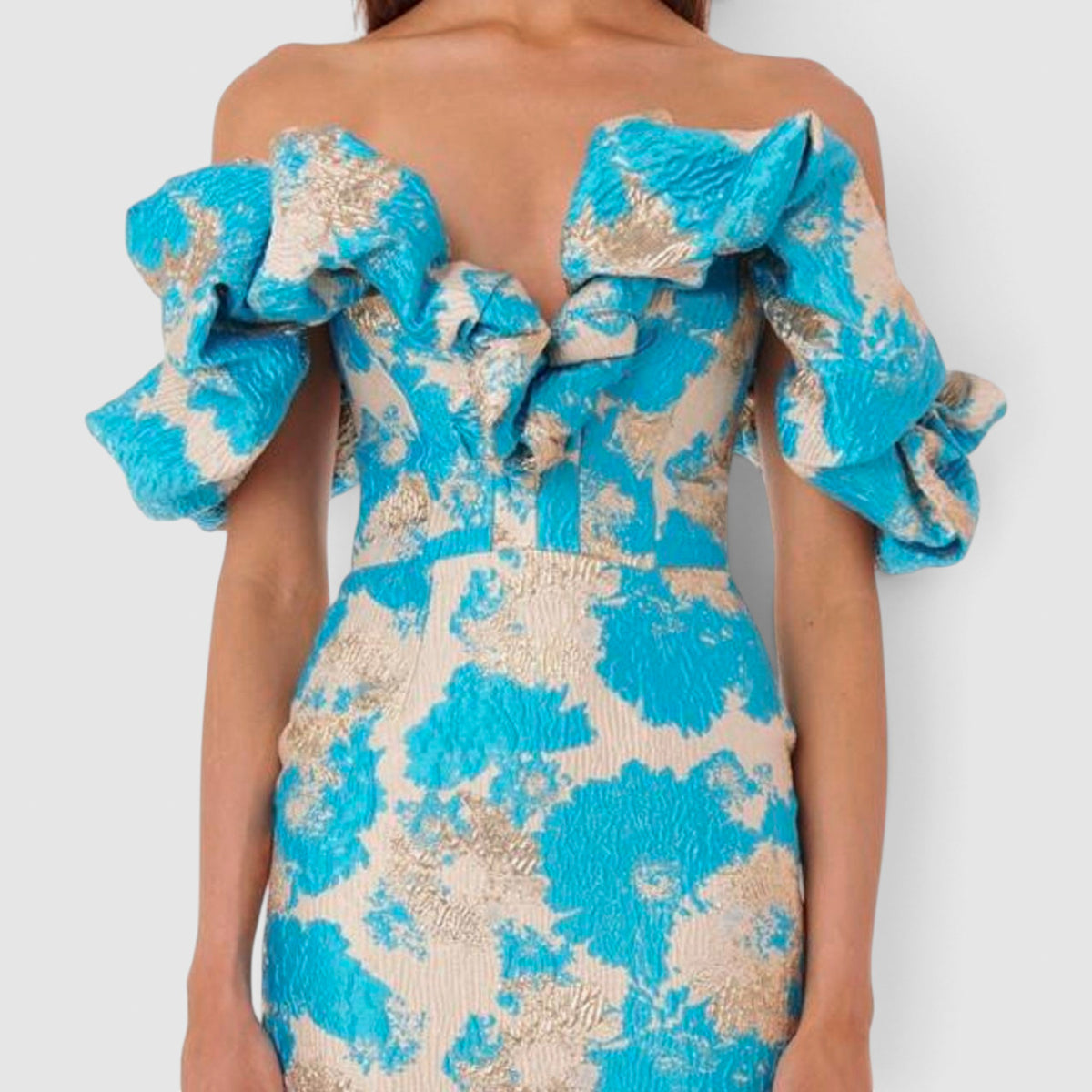 Eliya The Label Brielle Turquoise Gold Metallic Dress Medium ~ AU10