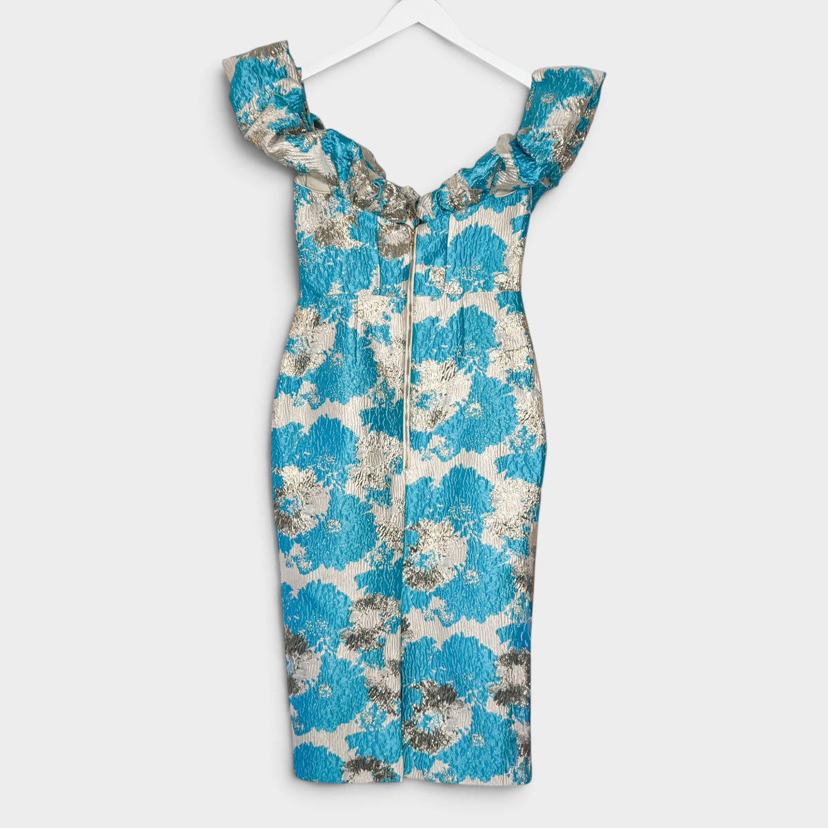 Eliya The Label Brielle Turquoise Gold Metallic Dress Medium ~ AU10