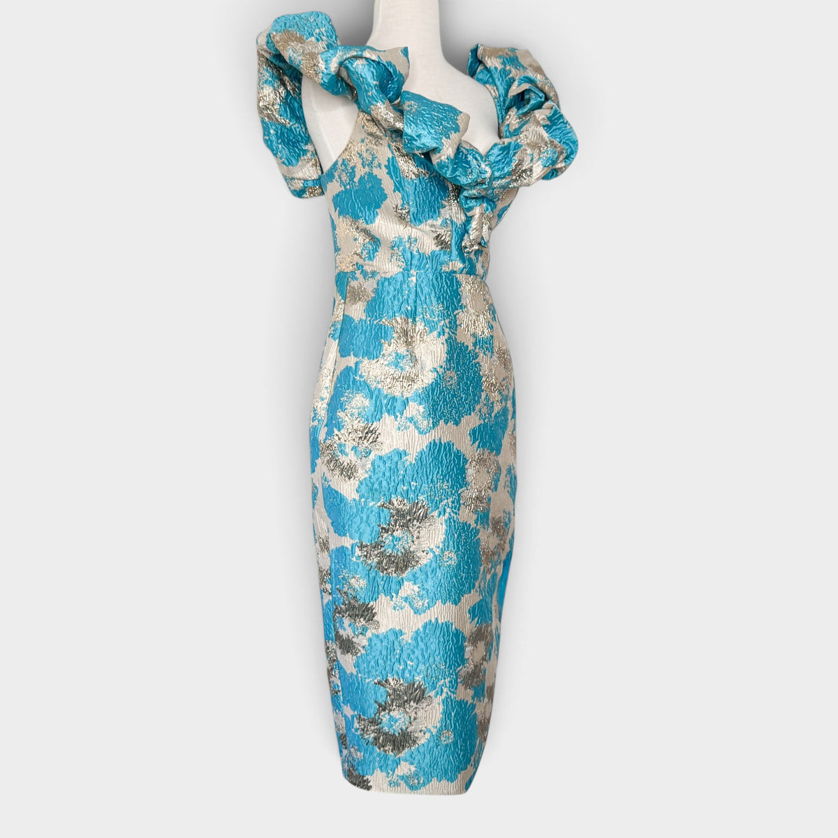 Eliya The Label Brielle Turquoise Gold Metallic Dress Medium ~ AU10