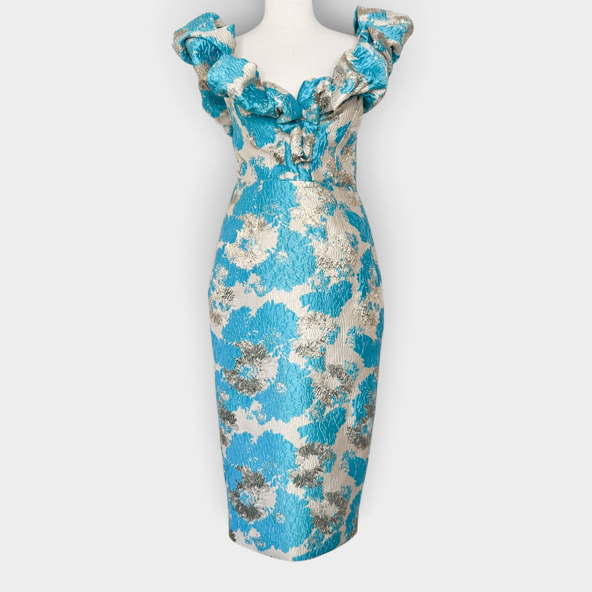 Eliya The Label Brielle Turquoise Gold Metallic Dress Medium ~ AU10