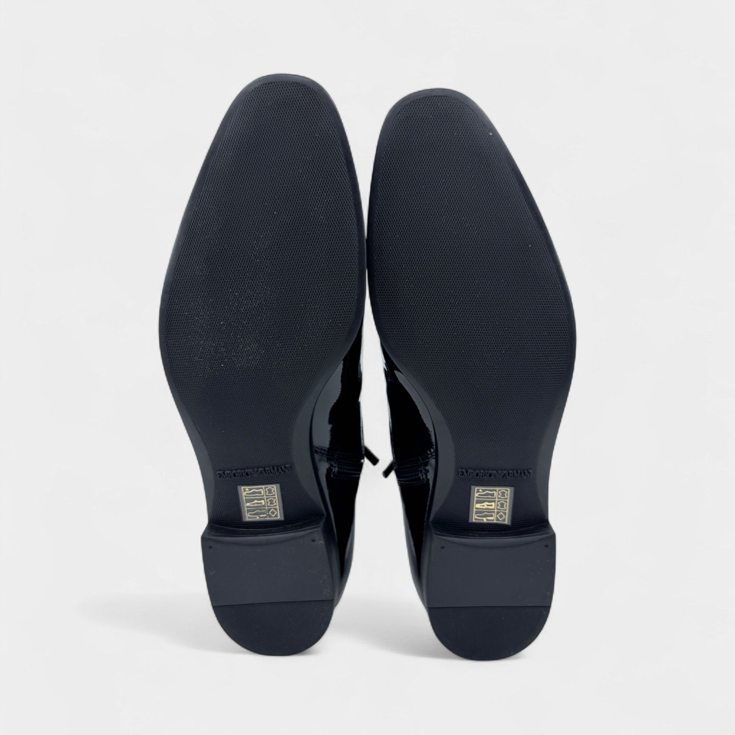 Emporio Armani Black Patent Leather & Blue Suede Boots M7 ~ W9 ~ EU40