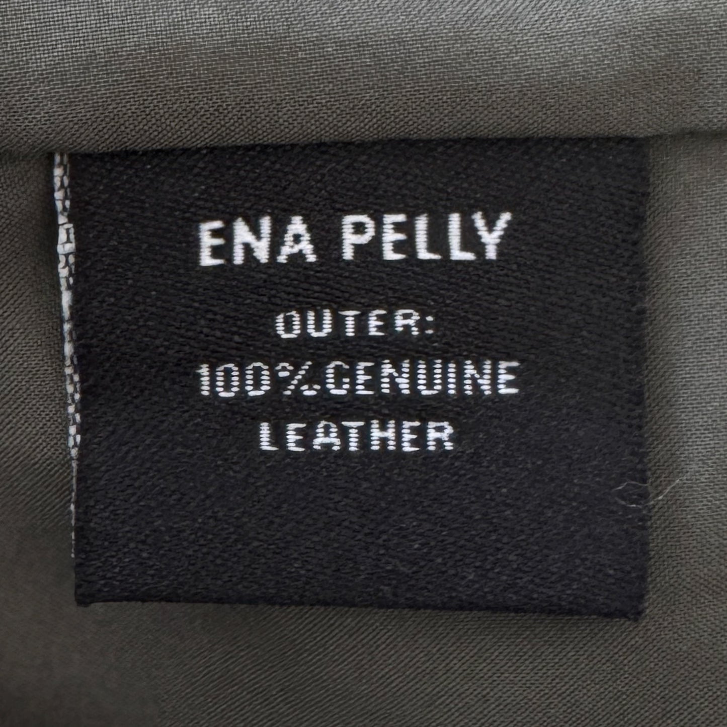 Ena Pelly Khaki Green Leather Biker Jacket AU8 ~ X Small