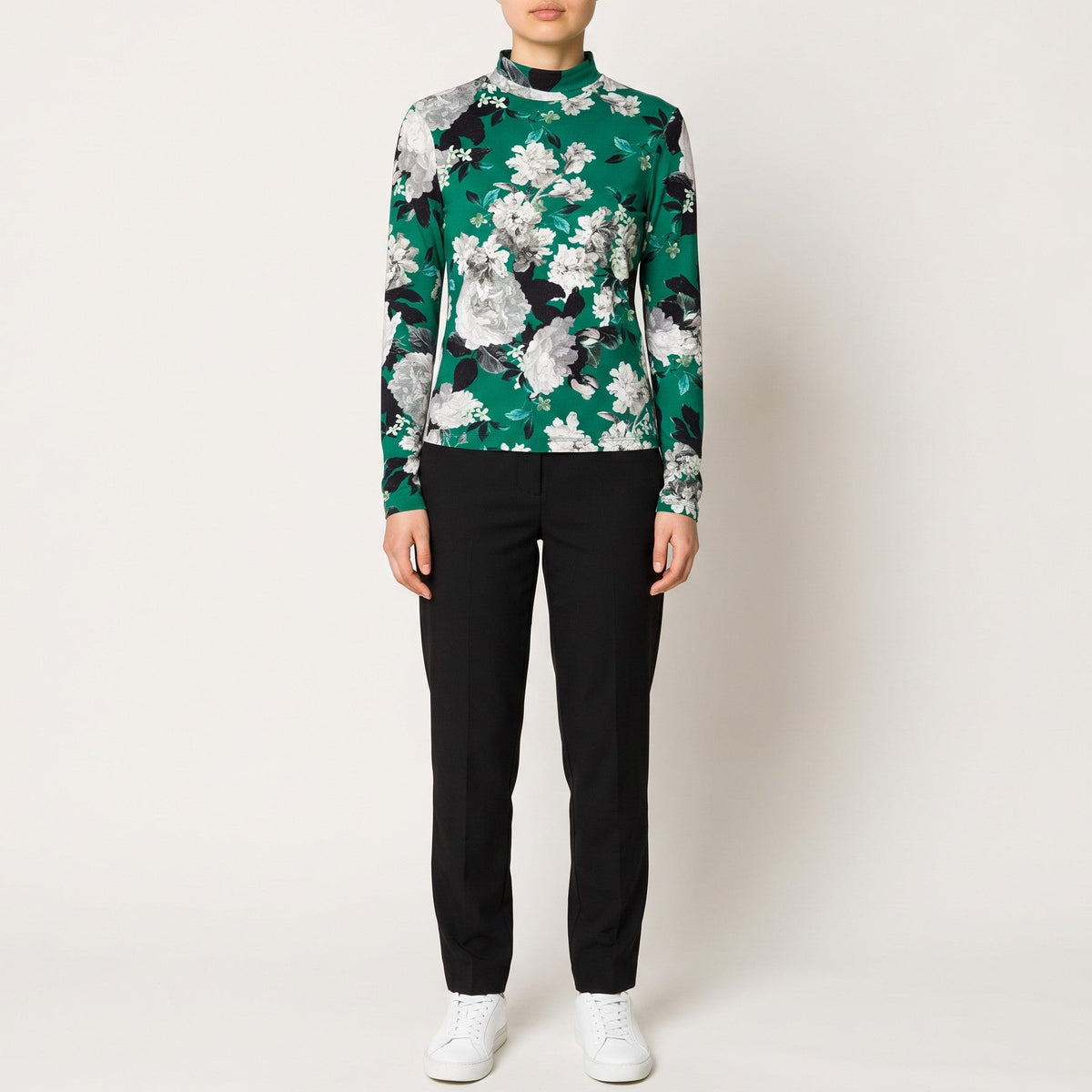 Erdem Green Floral Kelly Floral Ribbed Jersey Top Large ~ AU12-14