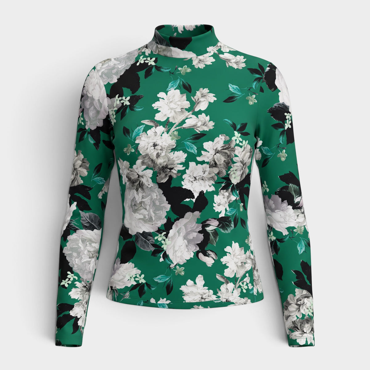 Erdem Green Floral Kelly Floral Ribbed Jersey Top Large ~ AU12-14