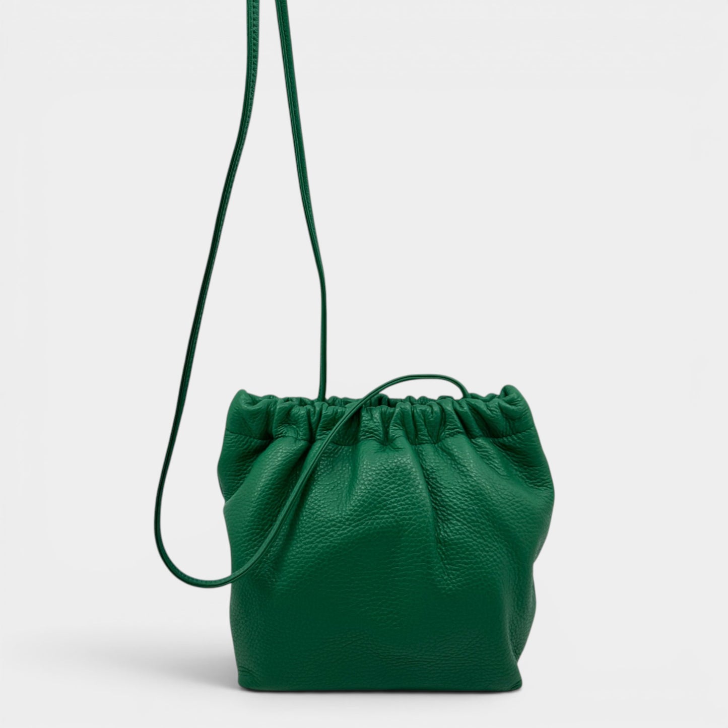 A-Esque Elf Green Grain Leather Square Crossbody & Clutch Bag