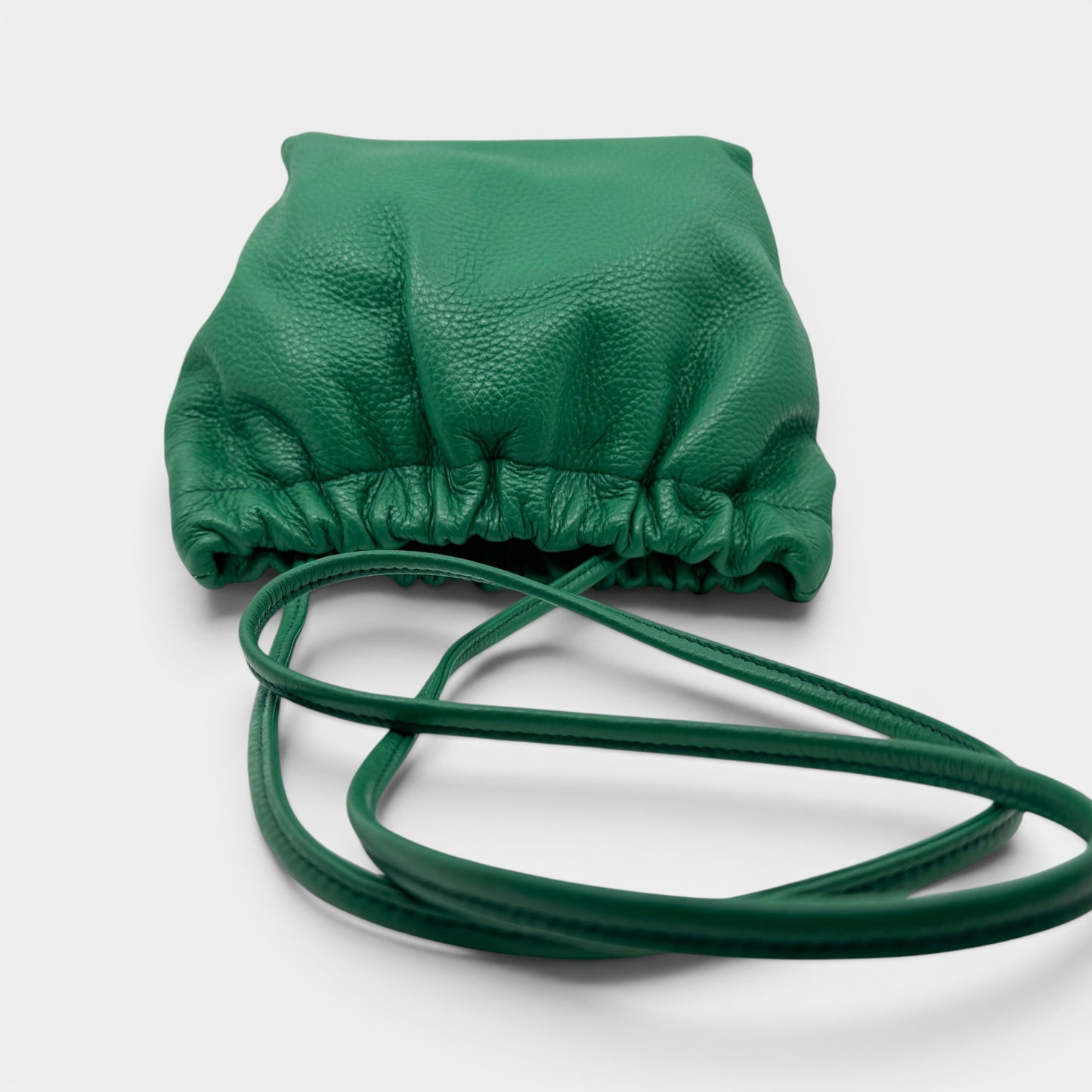 A-Esque Elf Green Grain Leather Square Crossbody & Clutch Bag