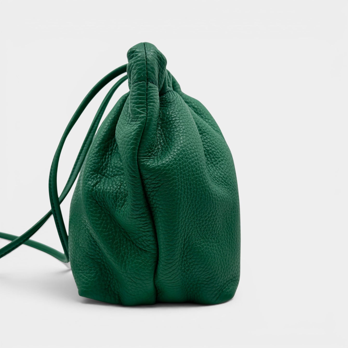 A-Esque Elf Green Grain Leather Square Crossbody & Clutch Bag